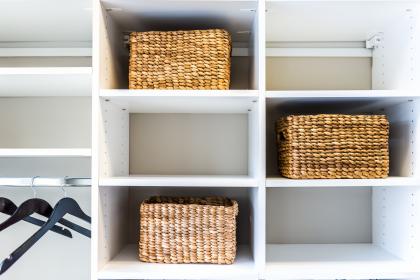 Closet with organizers.