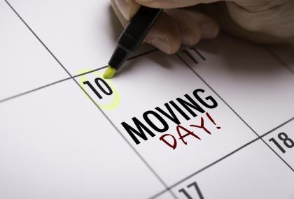 Moving Day Circled on a Calendar