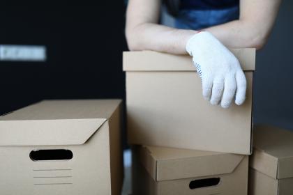 Mover Resting on Boxes